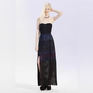 silence + noise Strapless Sheer Flowy Maxi Dress Women's Size 4 Black Blue